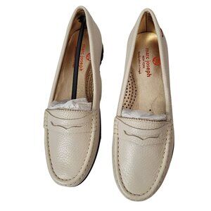 Marc Joseph New York Women's Cream Tumbled Leather Union Golf Loafers Size 6